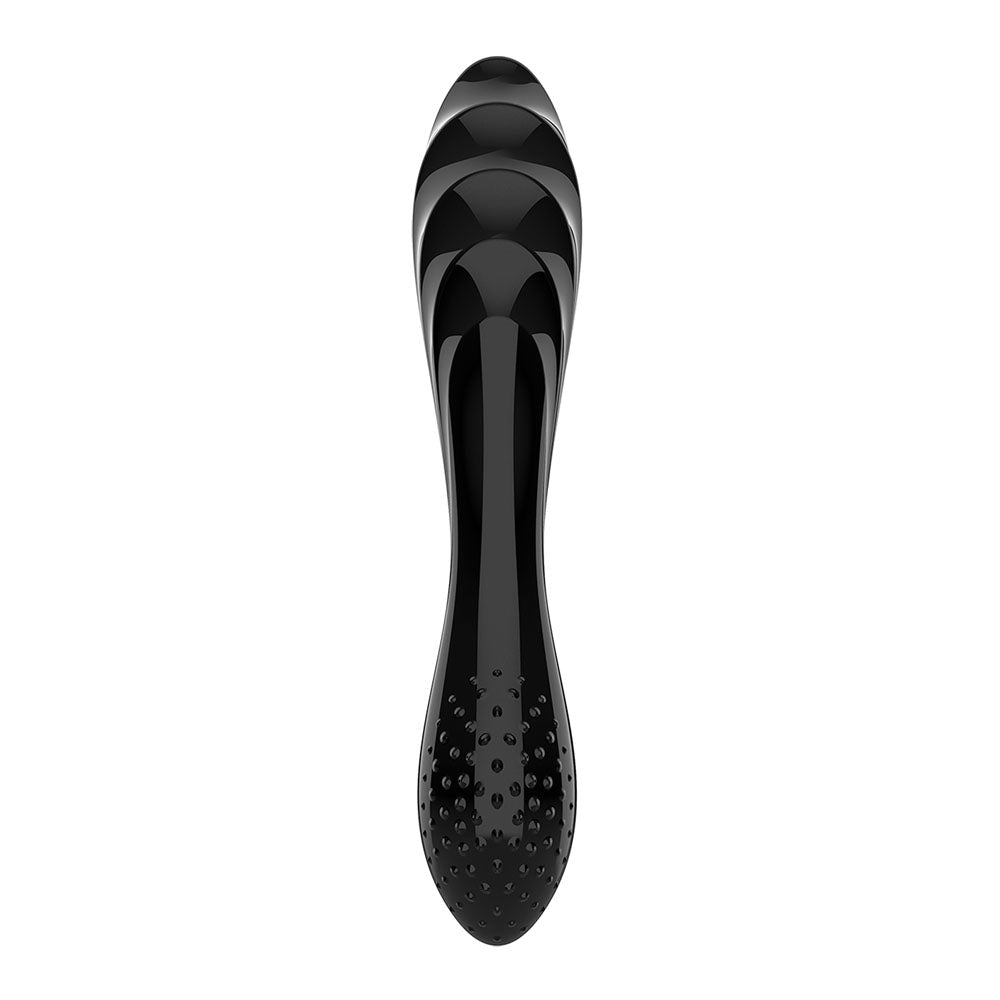 Satisfyer Dazzling Crystal 1 - Black - Black Glass Double Ended Dildo - Silk and Sin