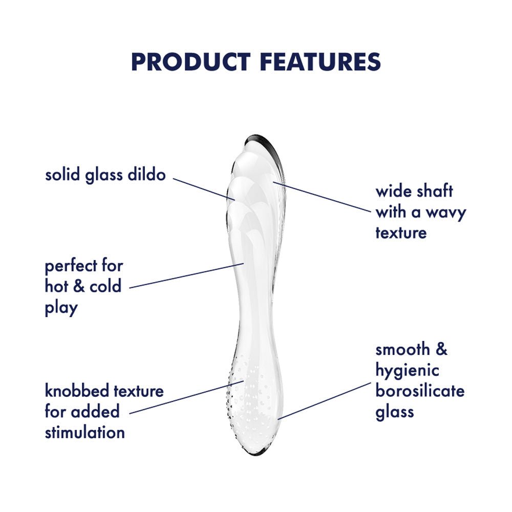Satisfyer Dazzling Crystal 1 - Clear - Clear Glass Double Ended Dildo - Silk and Sin
