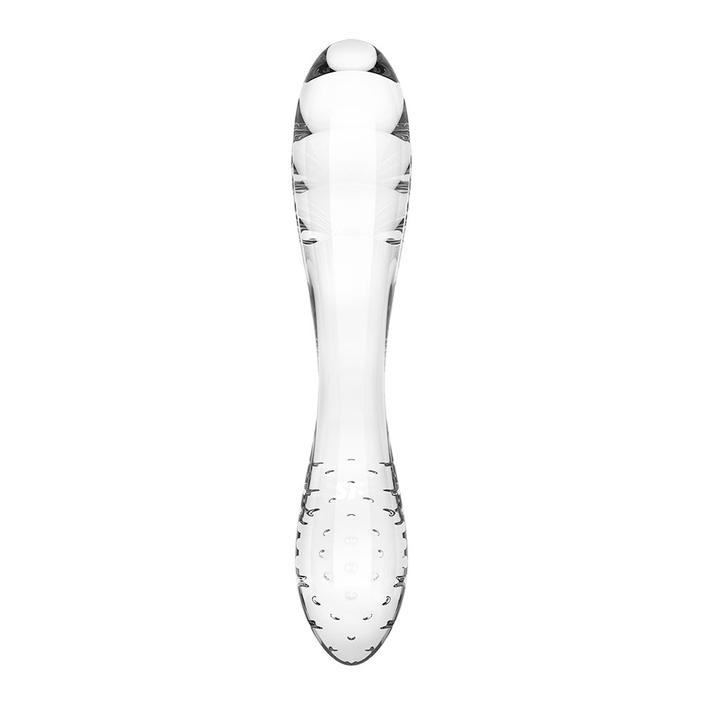 Satisfyer Dazzling Crystal 1 - Clear - Clear Glass Double Ended Dildo - Silk and Sin