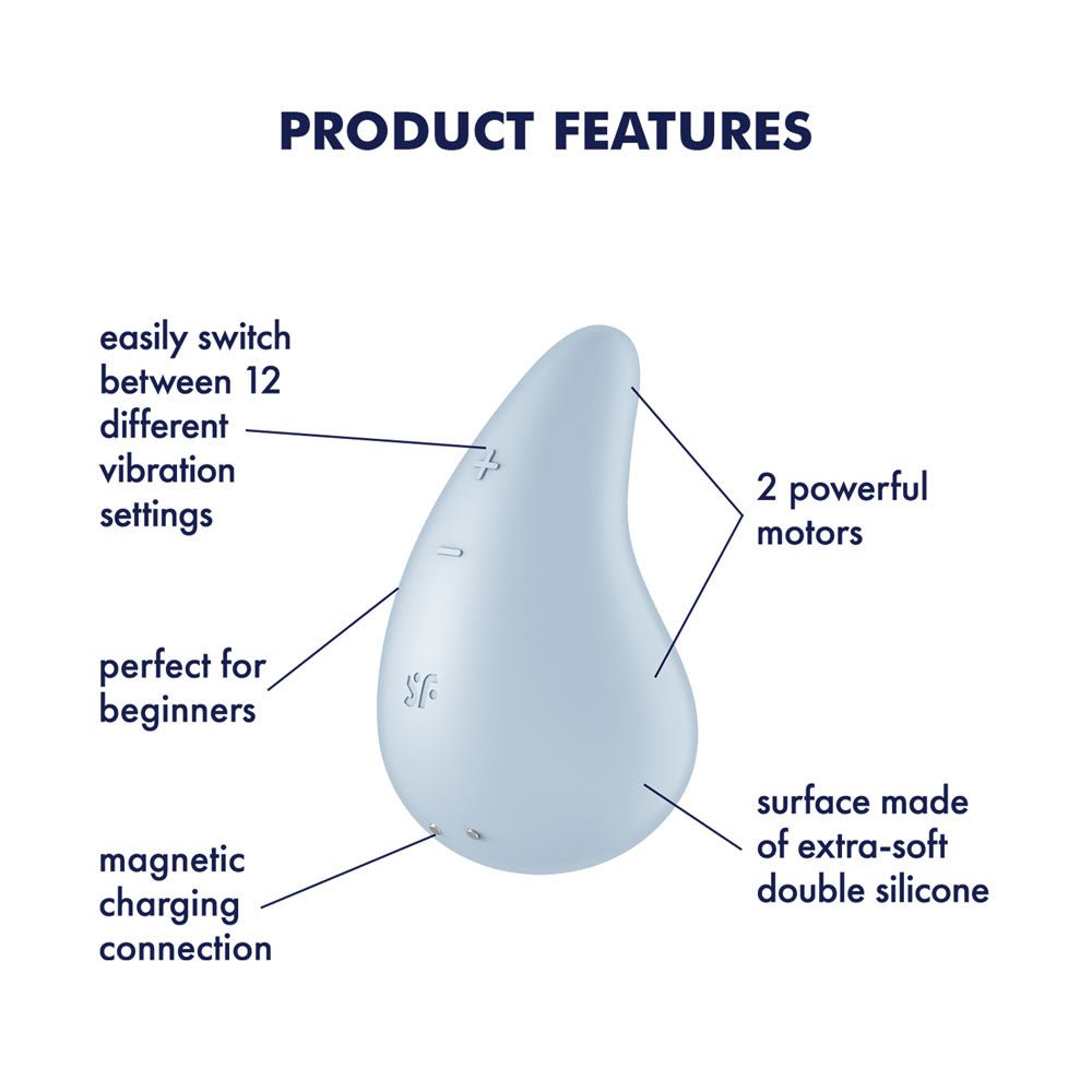 Satisfyer Dew Drop - Light Blue USB Rechargeable Stimulator - Silk and Sin