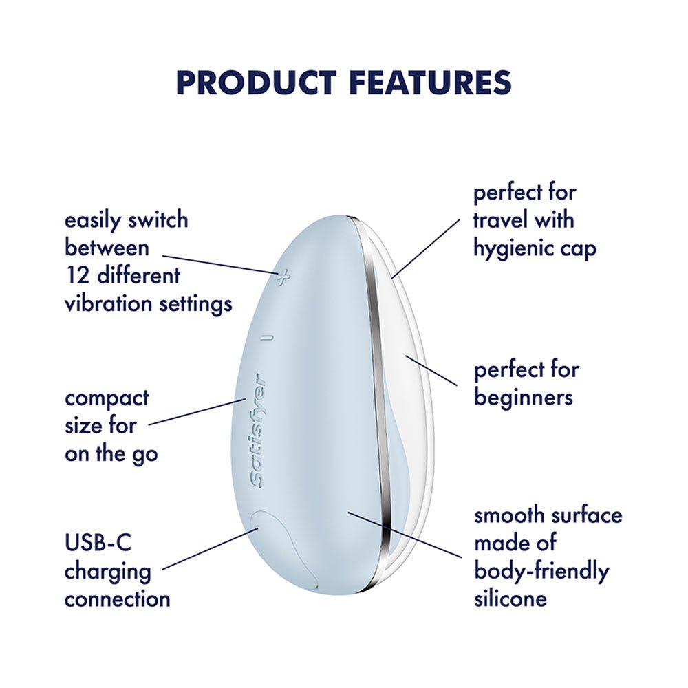 Satisfyer Drop To Go - Blue - Blue USB Rechargeable Clitoral Stimulator - Silk and Sin