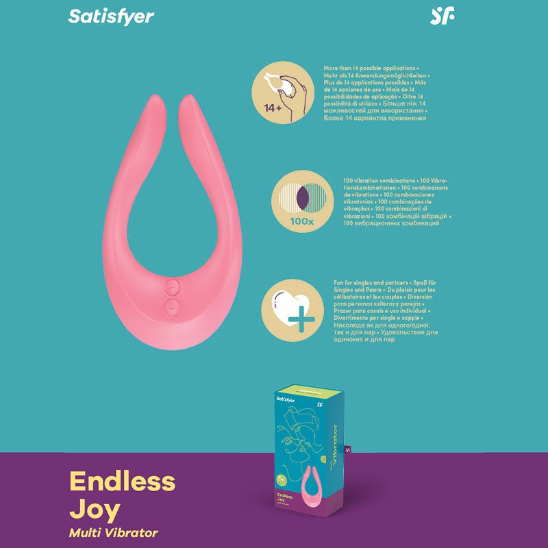Satisfyer Endless Joy - Pink USB Rechargeable Couples Stimulator - silkandsin