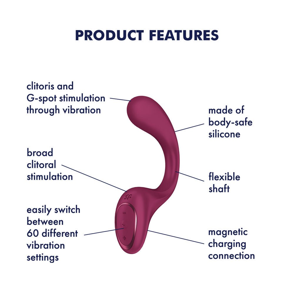Satisfyer G For Goddess 2 - Wine Red - Wine Red 18.8 cm USB Rechargeable Vibrator with Clit Stim - Silk and Sin