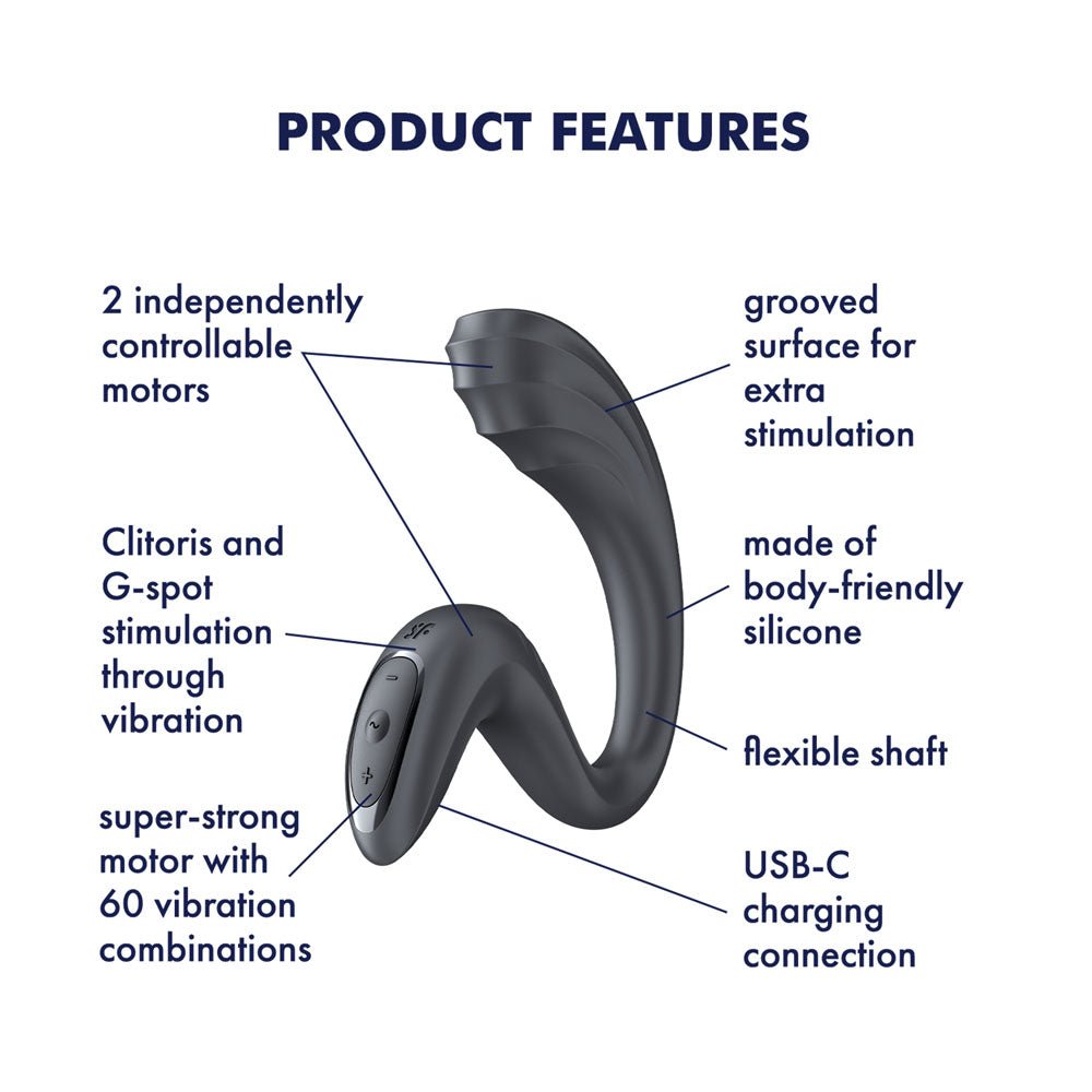 Satisfyer G For Goddess 3 - Grey - Grey 16 cm USB-C Rechargeable Vibrator with Clit Stim - Silk and Sin