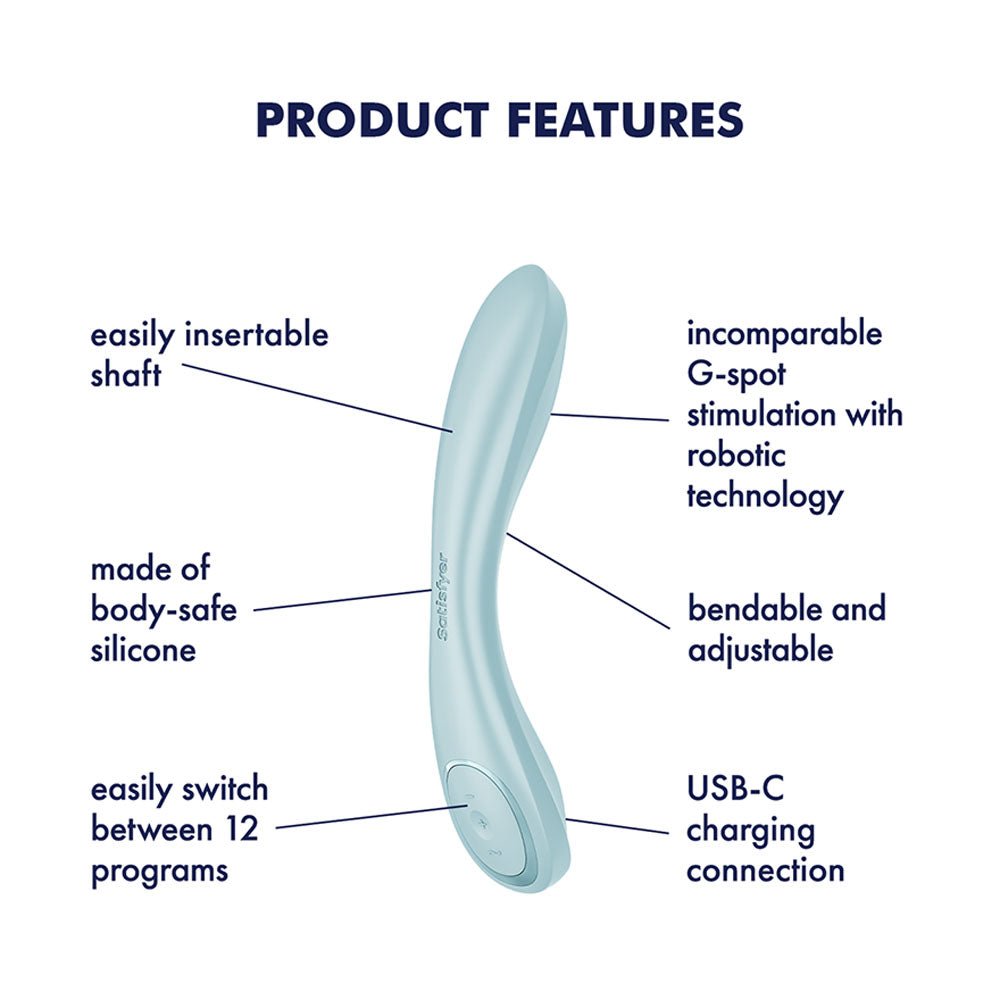 Satisfyer G - Spot Wave 2 - Ice Blue - Ice Blue 23.6 cm USB Rechargeable Flicking Tip Vibrator - silkandsin