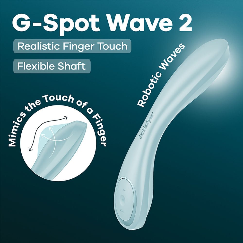 Satisfyer G - Spot Wave 2 - Ice Blue - Ice Blue 23.6 cm USB Rechargeable Flicking Tip Vibrator - silkandsin