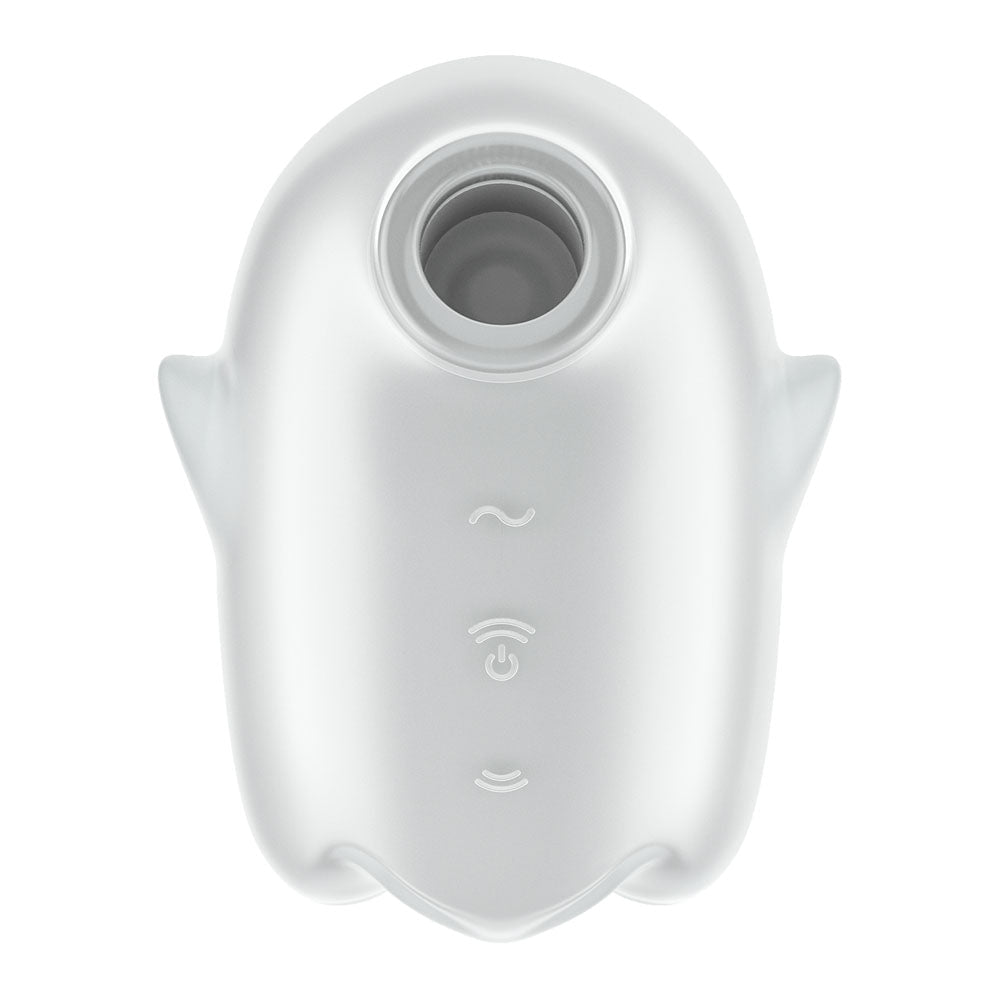 Satisfyer Glowing Ghost - White - Glow in Dark White USB Rechargeable Air Pulse Stimulator - Silk and Sin