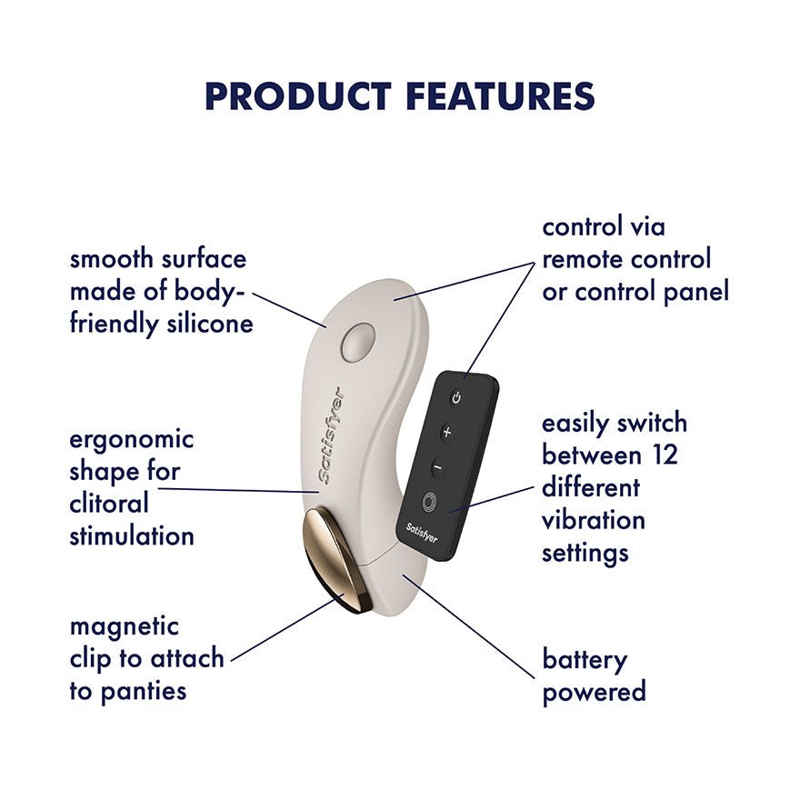 Satisfyer Little Secret - Battery Series - Beige Panty Vibrator with Remote - Silk and Sin