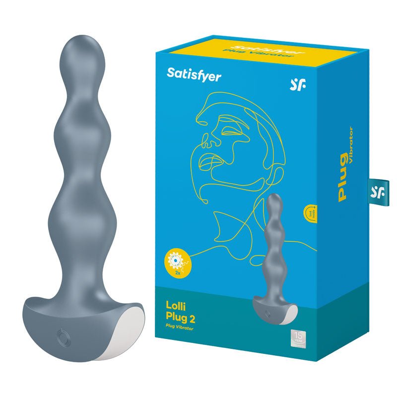 Satisfyer Lolli - Plug 2 - Gray Vibrating Anal Beads - silkandsin