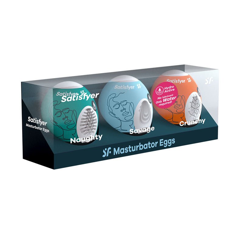Satisfyer Masturbator Eggs - Mixed 3 Pack #2 - Set of 3 Stroker Sleeves - Silk and Sin
