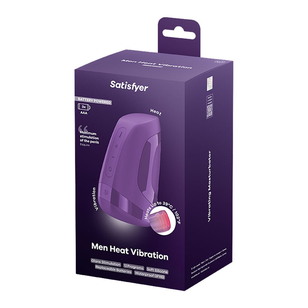 Satisfyer Men Heat Vibration - Battery Series - Purple Heating and Vibrating Masturbator - silkandsin