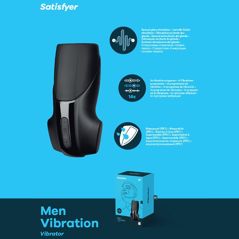 Satisfyer Men Vibration - Black USB Rechargeable Masturbator - Silk and Sin