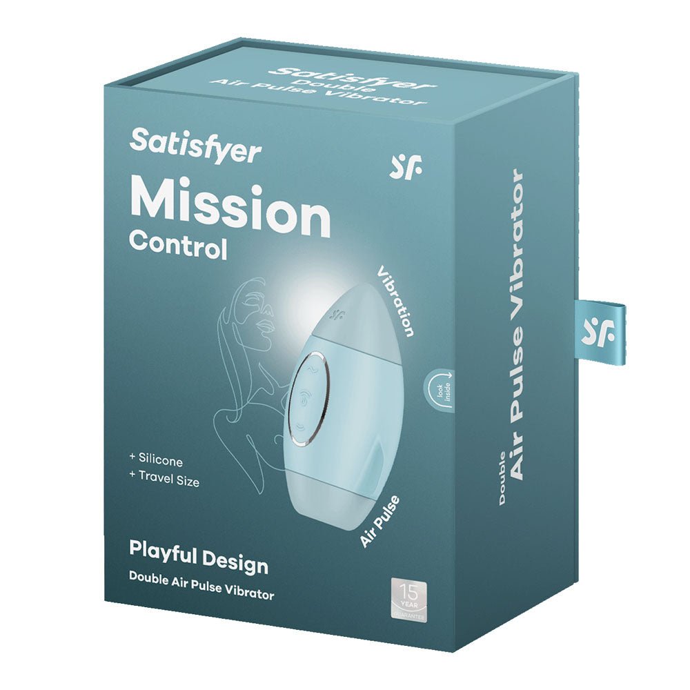 Satisfyer Mission Control - Blue - Blue USB Rechargeable Vibrating Air Pulse Stimulator - Silk and Sin