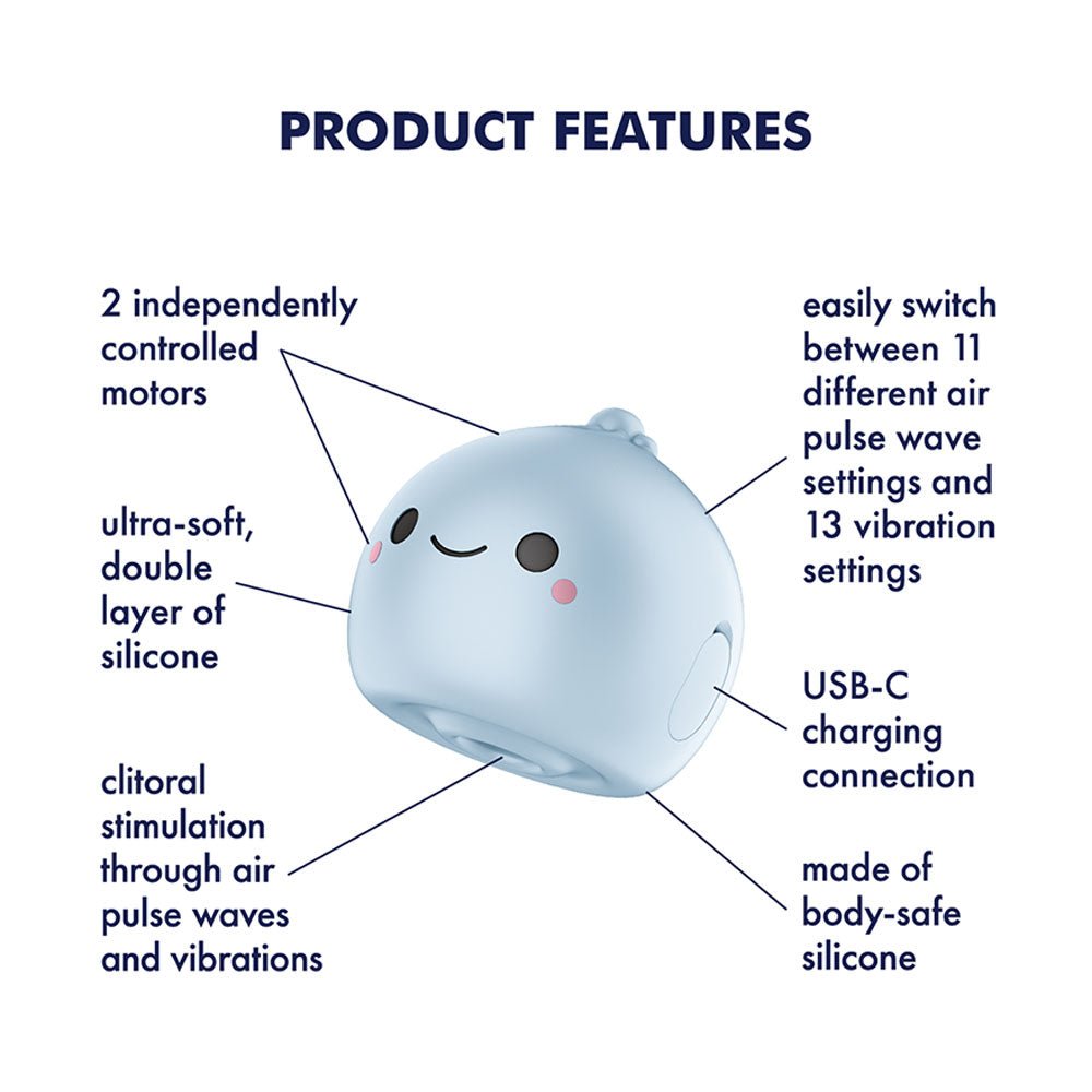 Satisfyer Mochi - Frost Blue - Frost Blue USB Rechargeable Air Pulse Stimulator - silkandsin