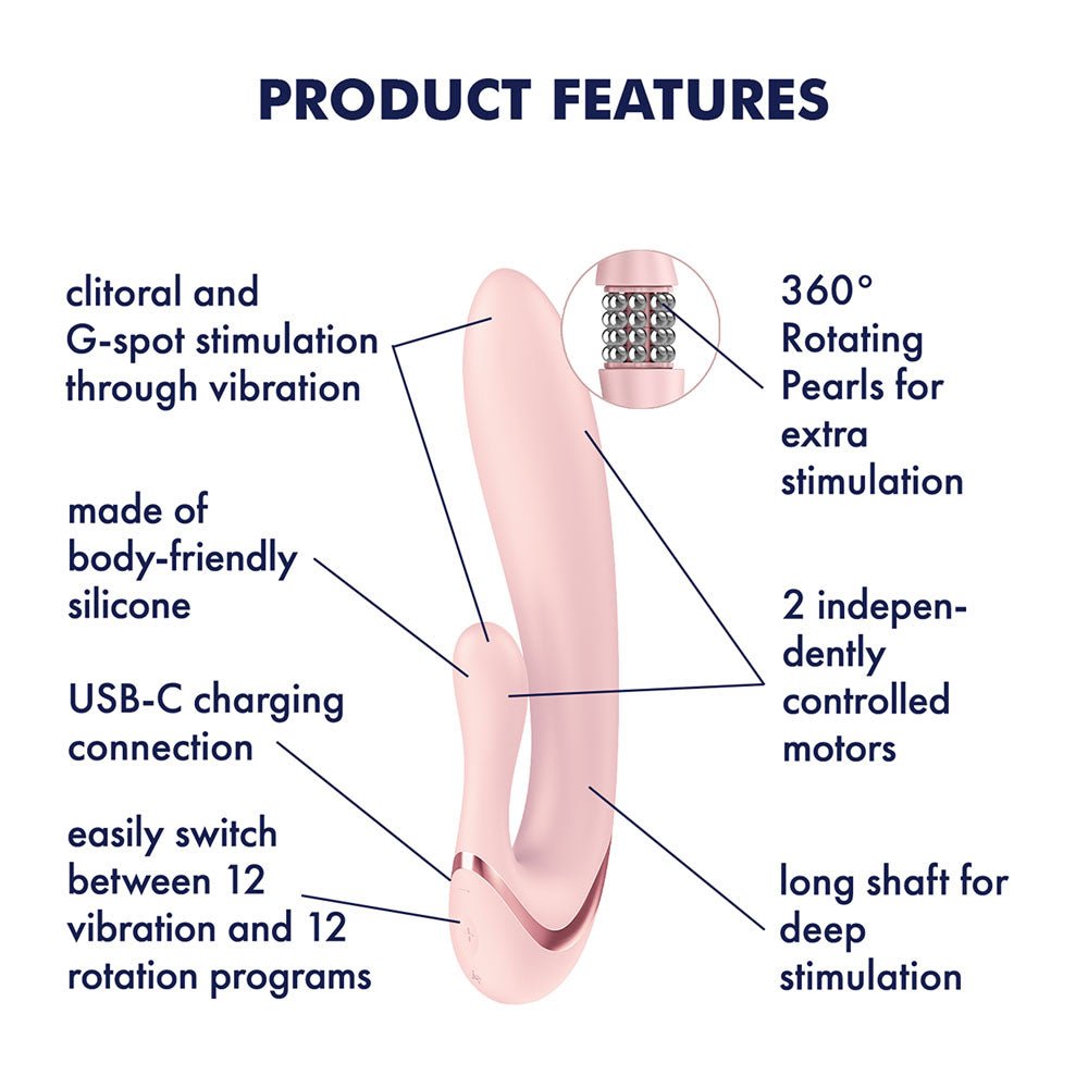 Satisfyer Pearl Bunny 3 - Pink 20.7 cm USB-C Rechargeable Rabbit Vibrator - Silk and Sin