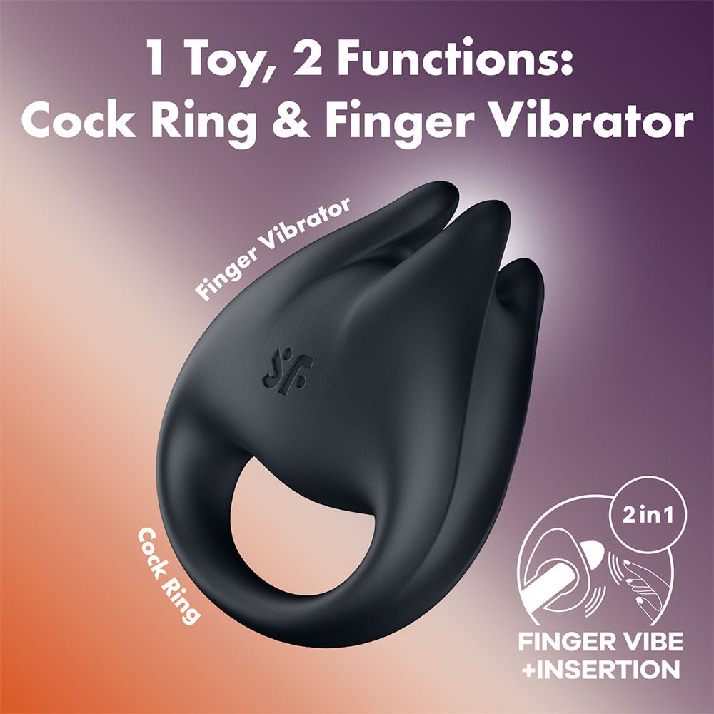 Satisfyer Perfect Pair 1 - Black USB-C Rechargeable Vibrating Couples Ring - Silk and Sin