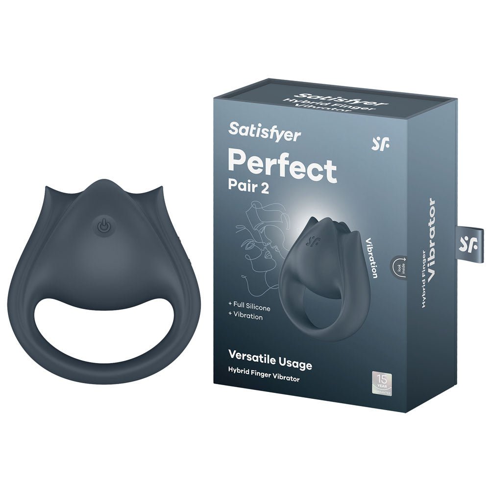 Satisfyer Perfect Pair 2 - Grey USB Rechargeable Vibrating Couples Ring - Silk and Sin