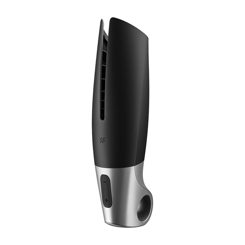 Satisfyer Power Masturbator - Black USB Rechargeable Vibrating Masturbator with App Control - Silk and Sin
