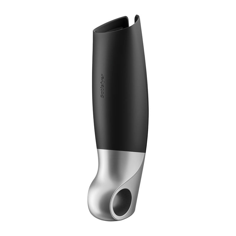 Satisfyer Power Masturbator - Black USB Rechargeable Vibrating Masturbator with App Control - Silk and Sin