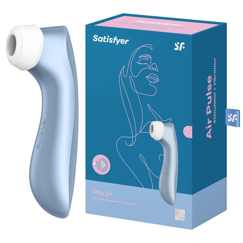 Satisfyer Pro 2+ - Blue Touch - Free USB - Rechargeable Clitoral Stimulator with Vibration - silkandsin