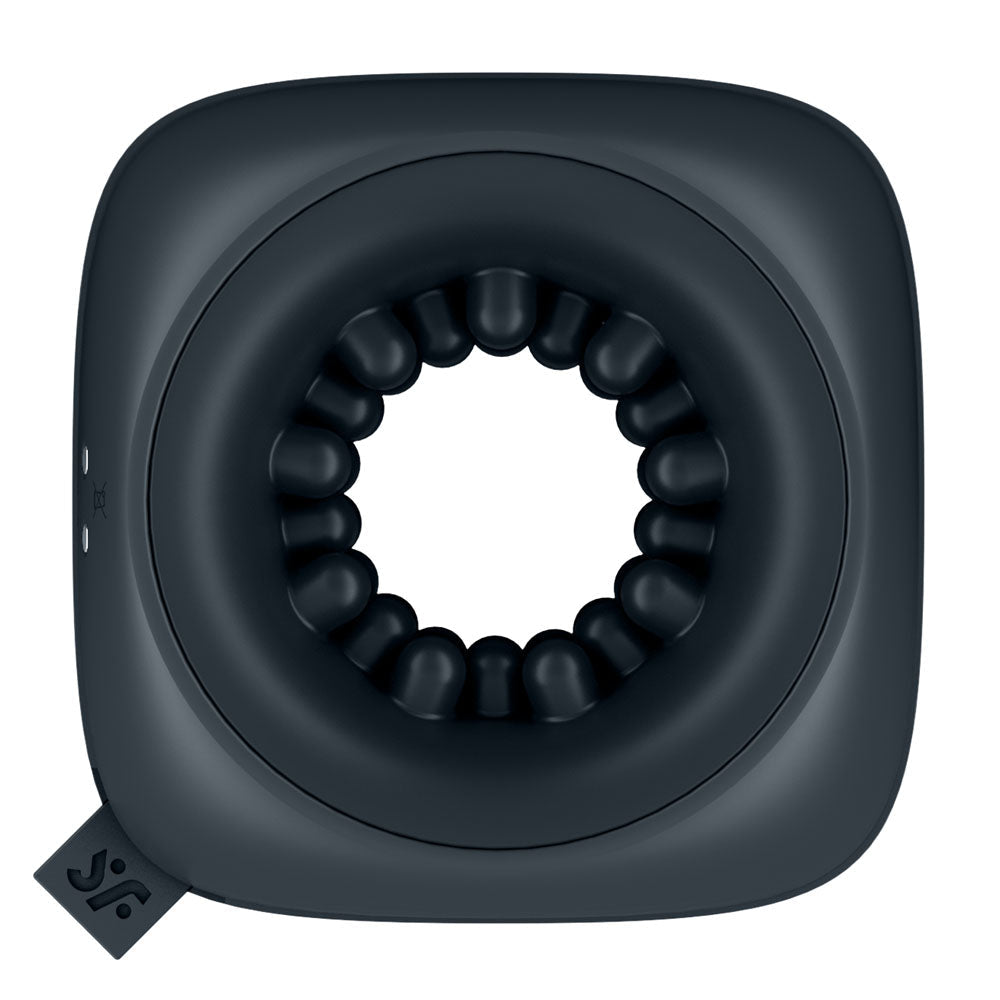 Satisfyer Ring Stroker - Black USB Rechargeable Vibrating Masturbator - silkandsin