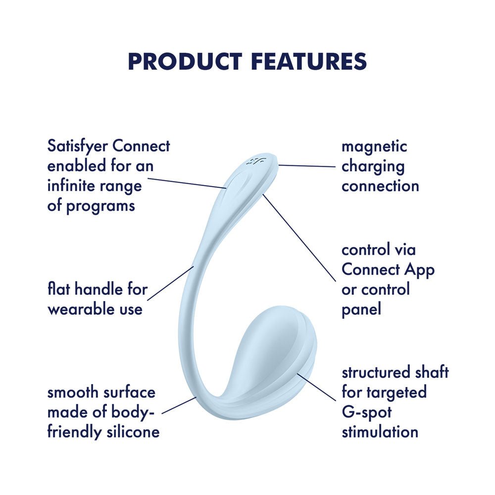 Satisfyer Smooth Petal - Light Blue - Light Blue USB Rechargeable Wearable Stimulator with App Control - silkandsin