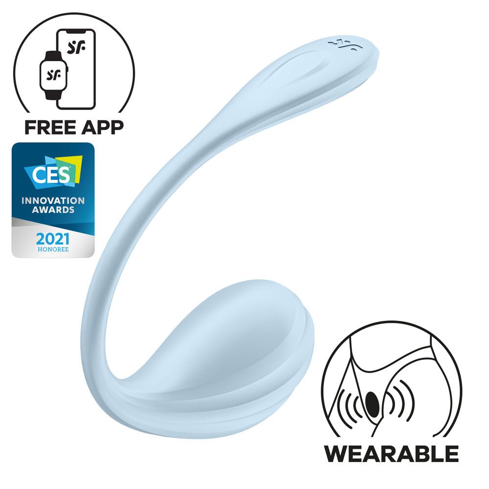 Satisfyer Smooth Petal - Light Blue - Light Blue USB Rechargeable Wearable Stimulator with App Control - silkandsin