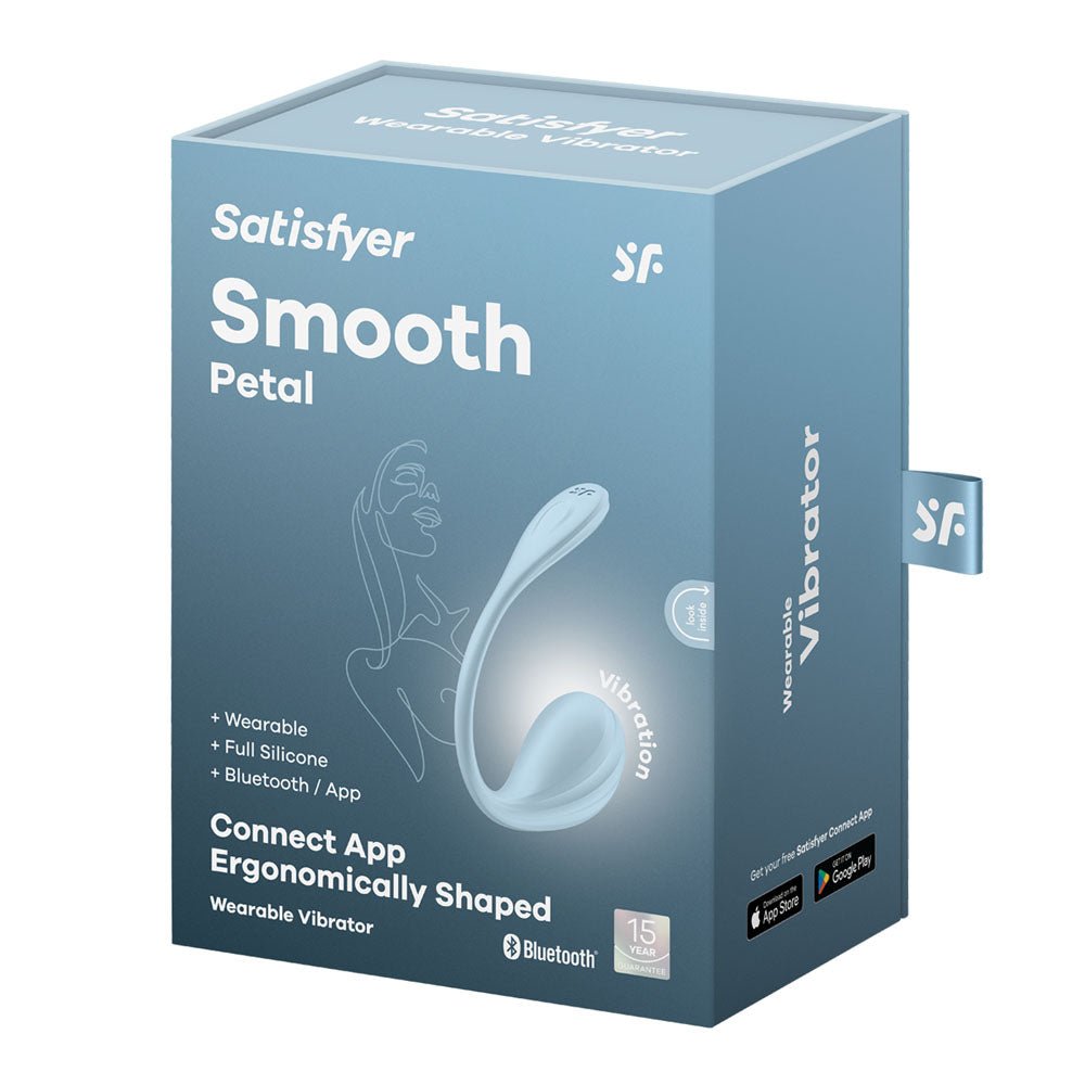 Satisfyer Smooth Petal - Light Blue - Light Blue USB Rechargeable Wearable Stimulator with App Control - silkandsin