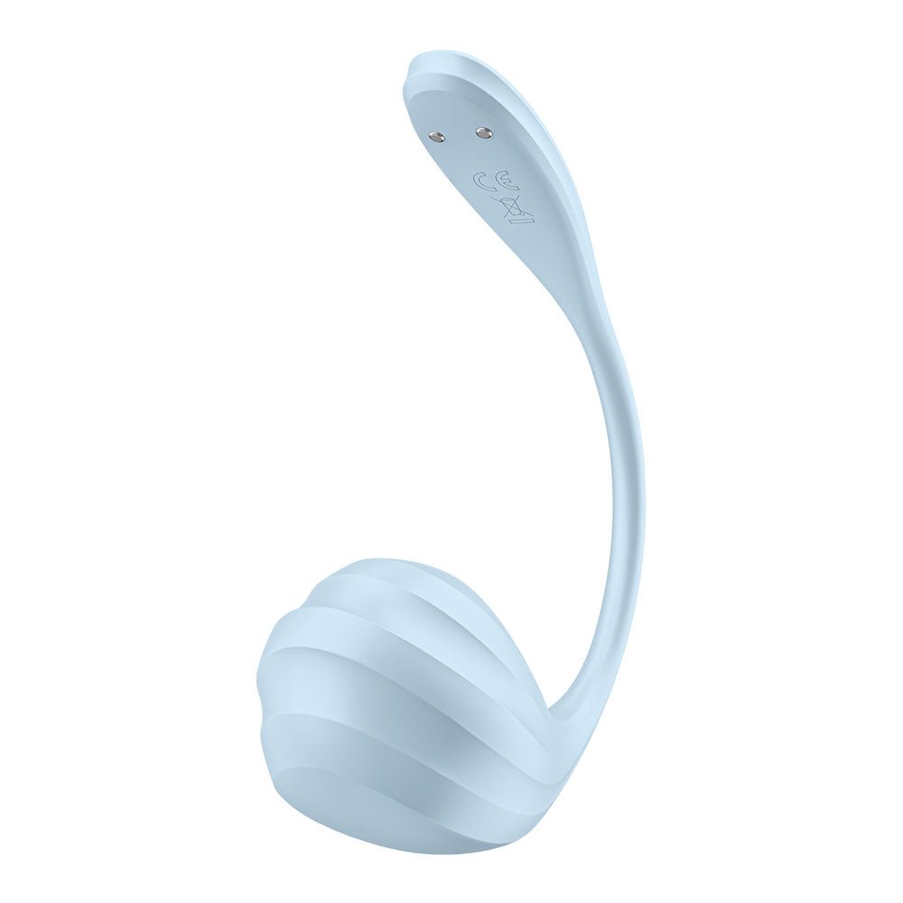Satisfyer Smooth Petal - Light Blue - Light Blue USB Rechargeable Wearable Stimulator with App Control - silkandsin