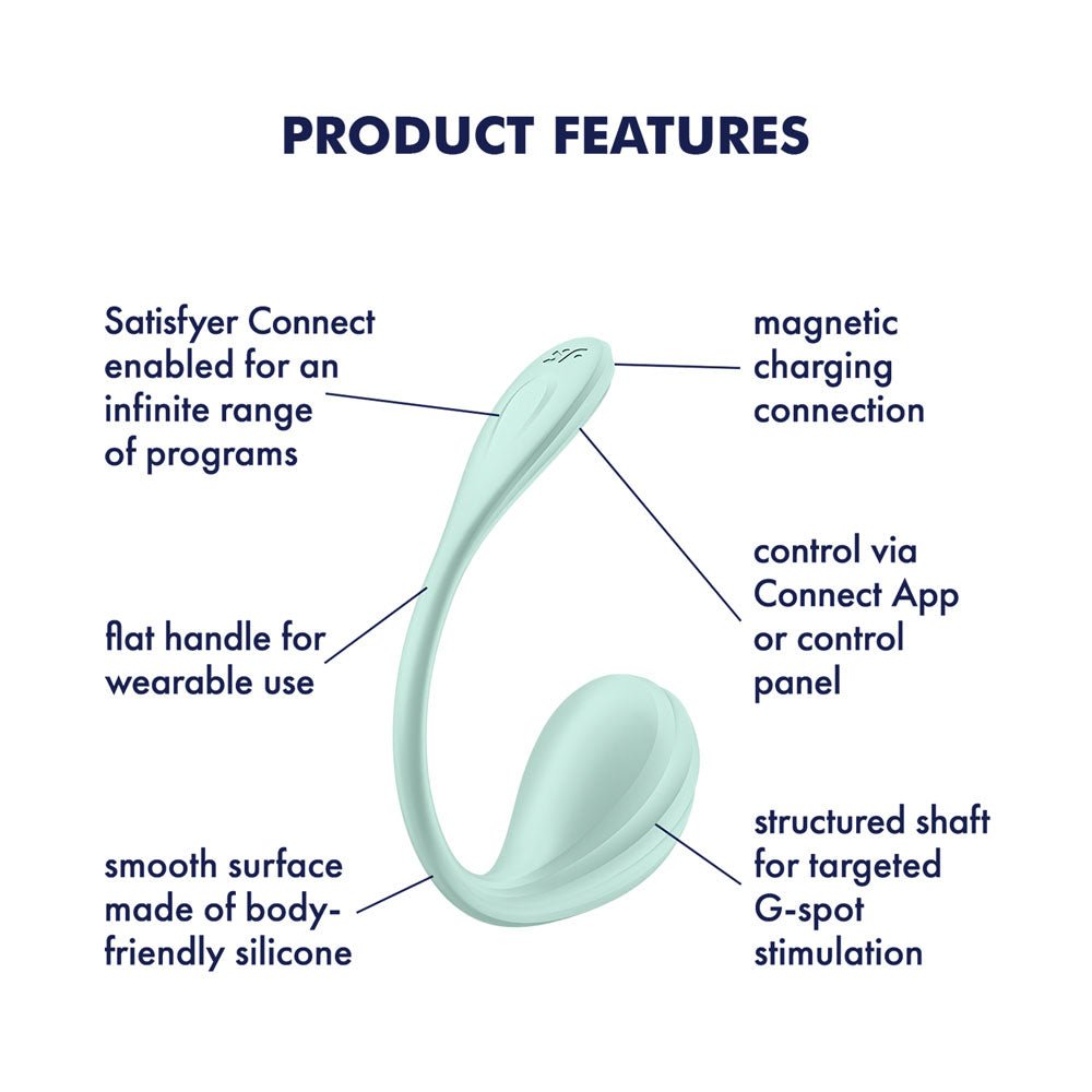 Satisfyer Smooth Petal - Mint - Mint USB Rechargeable Wearable Stimulator with App Control - Silk and Sin