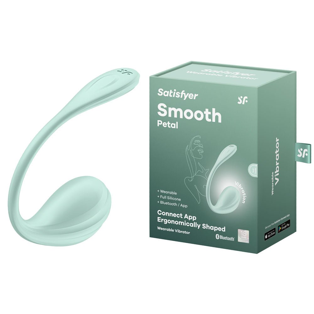 Satisfyer Smooth Petal - Mint - Mint USB Rechargeable Wearable Stimulator with App Control - Silk and Sin