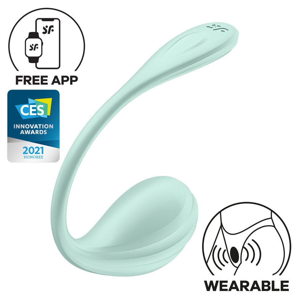 Satisfyer Smooth Petal - Mint - Mint USB Rechargeable Wearable Stimulator with App Control - Silk and Sin
