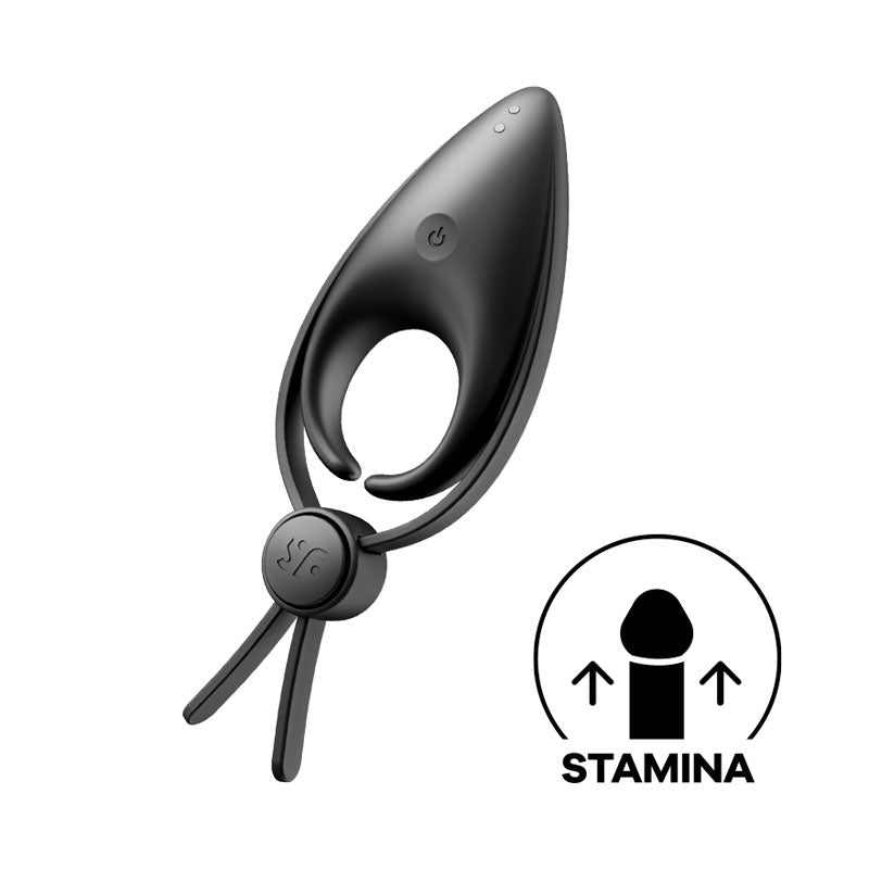 Satisfyer Sniper - Black - Black Vibrating Adjustable Lasso Cock Ring - silkandsin