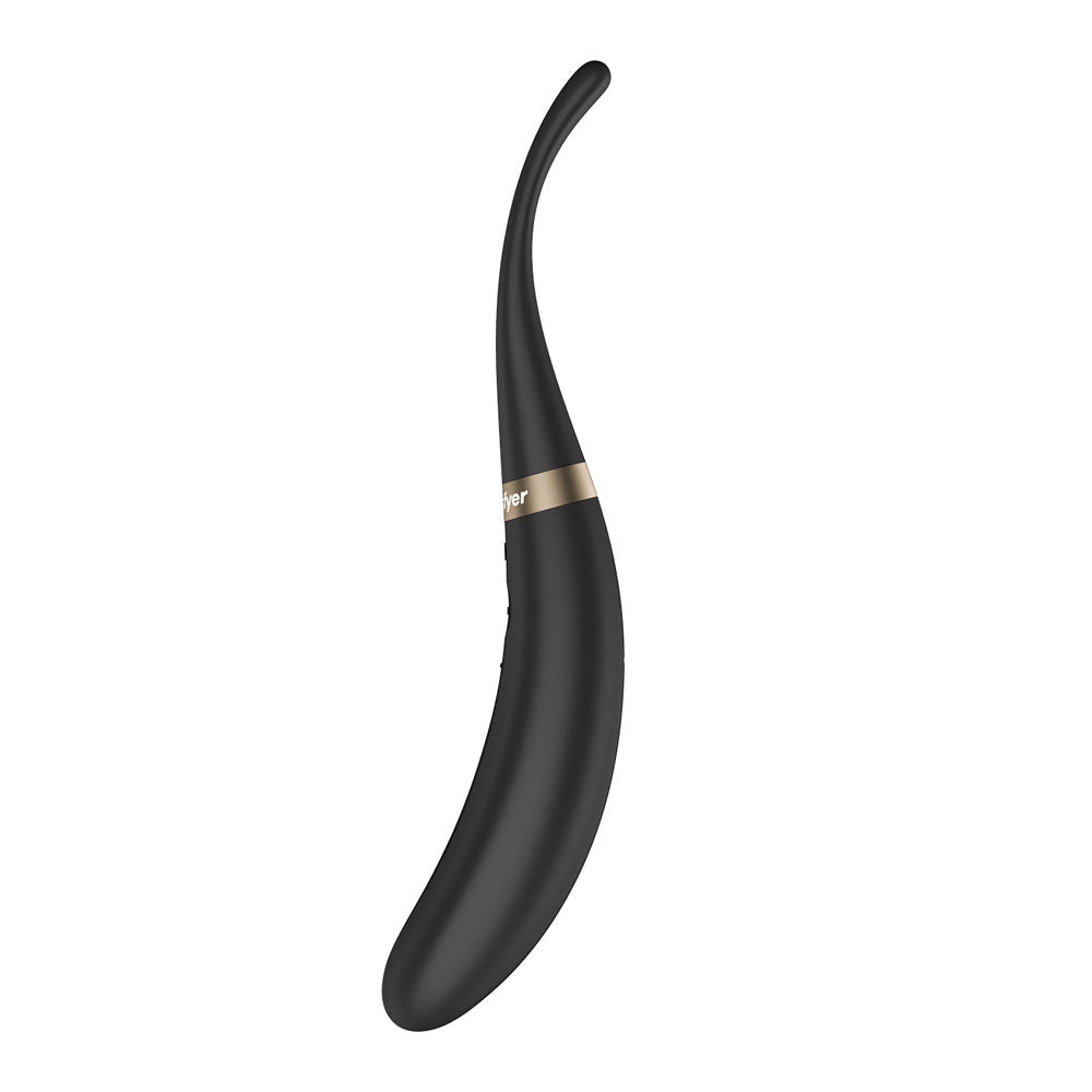 Satisfyer Tip Tease - Black - Black USB Rechargeable Vibrator with Twirling Tip - Silk and Sin