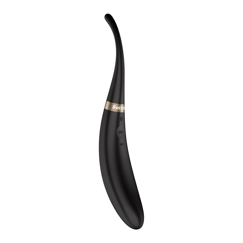 Satisfyer Tip Tease - Black - Black USB Rechargeable Vibrator with Twirling Tip - Silk and Sin