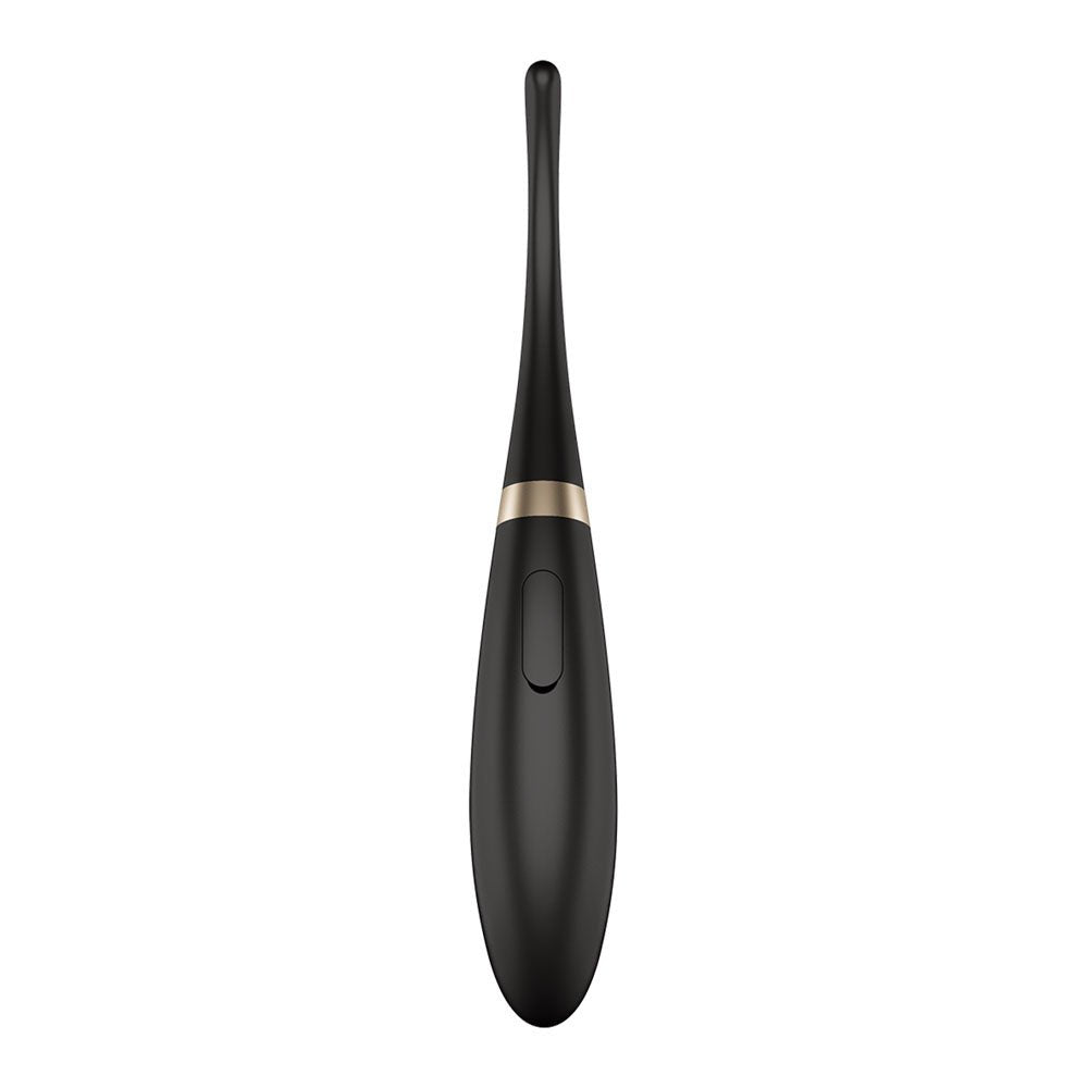 Satisfyer Tip Tease - Black - Black USB Rechargeable Vibrator with Twirling Tip - Silk and Sin