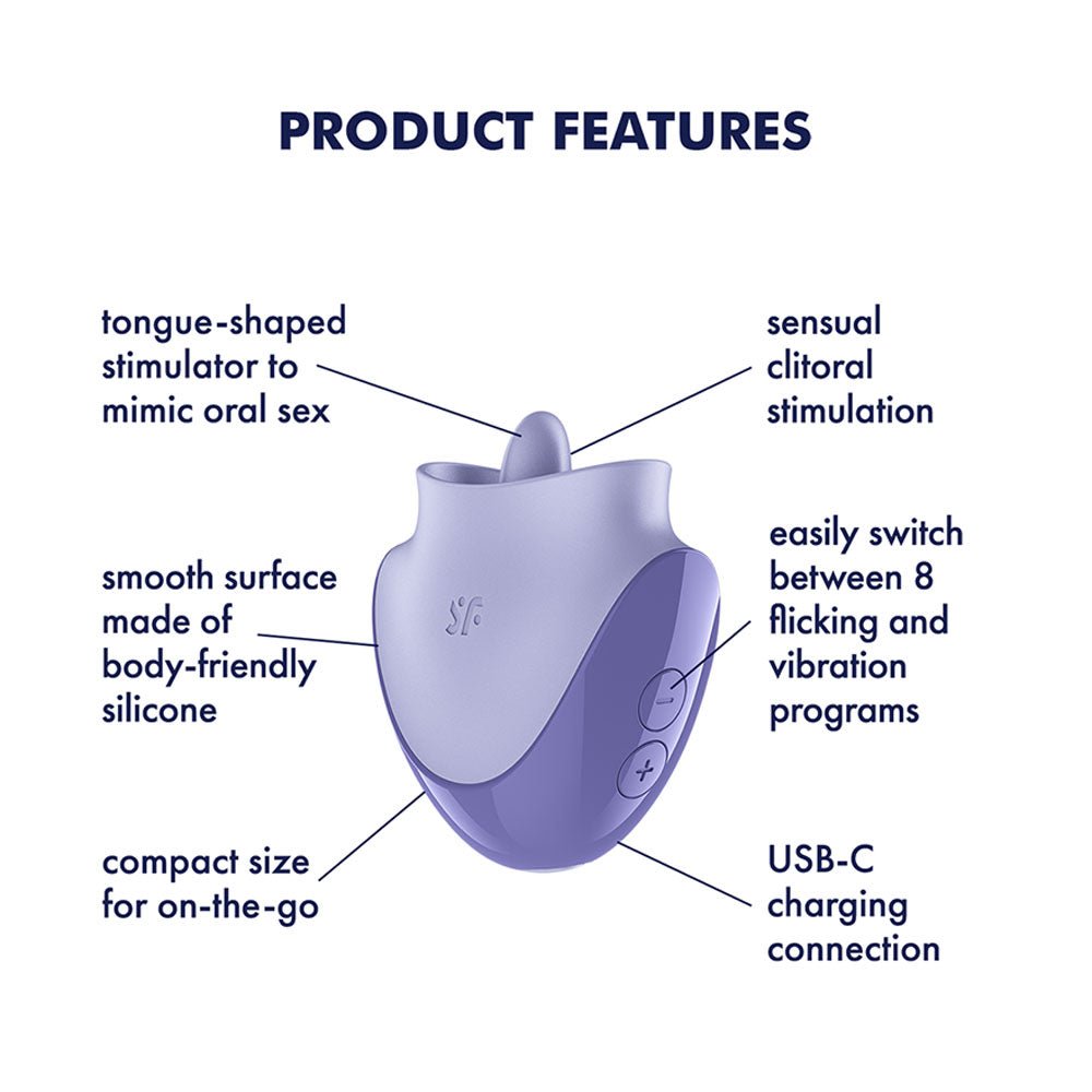 Satisfyer Tongue Dancer - Purple USB Rechargeable Flicking Stimulator - silkandsin