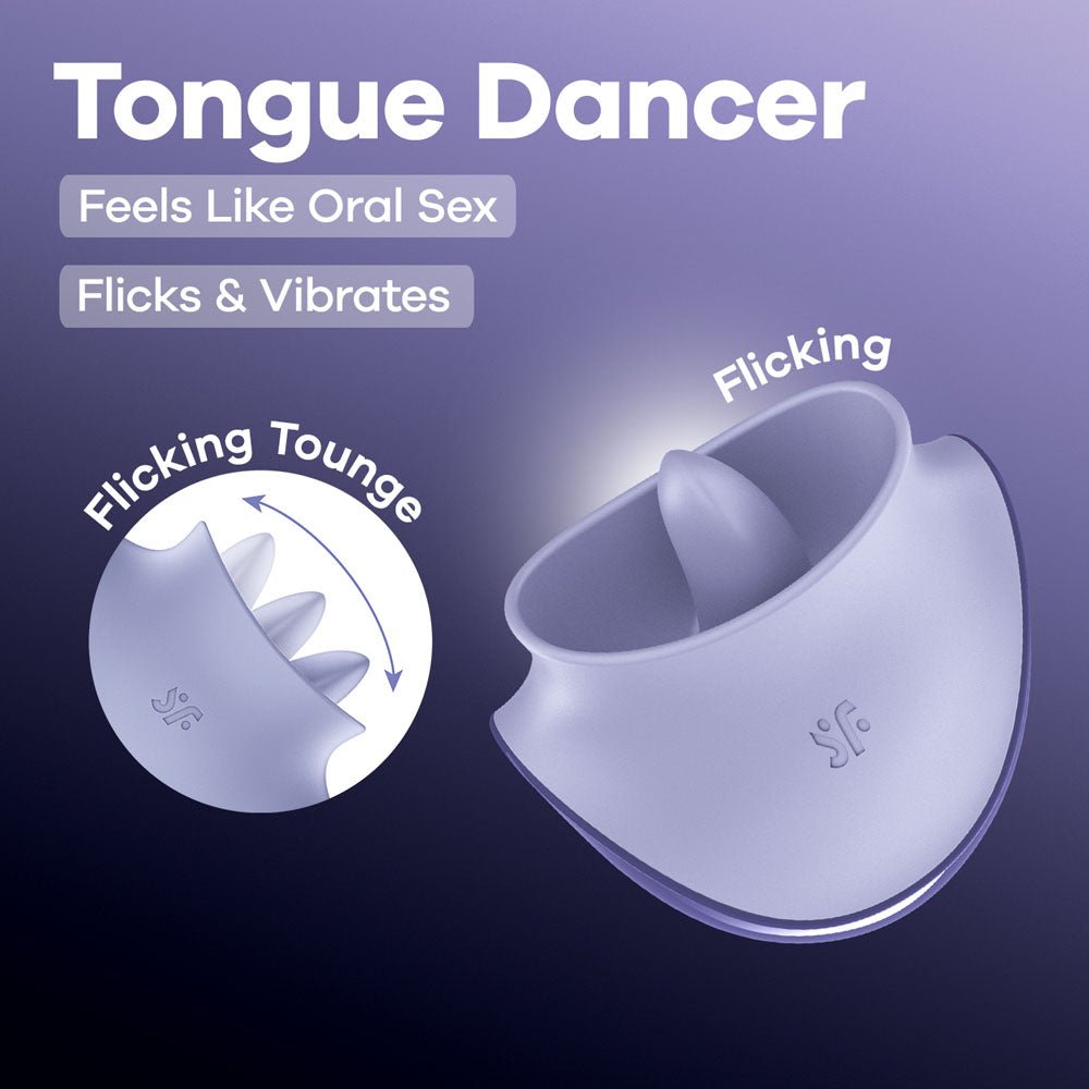 Satisfyer Tongue Dancer - Purple USB Rechargeable Flicking Stimulator - silkandsin