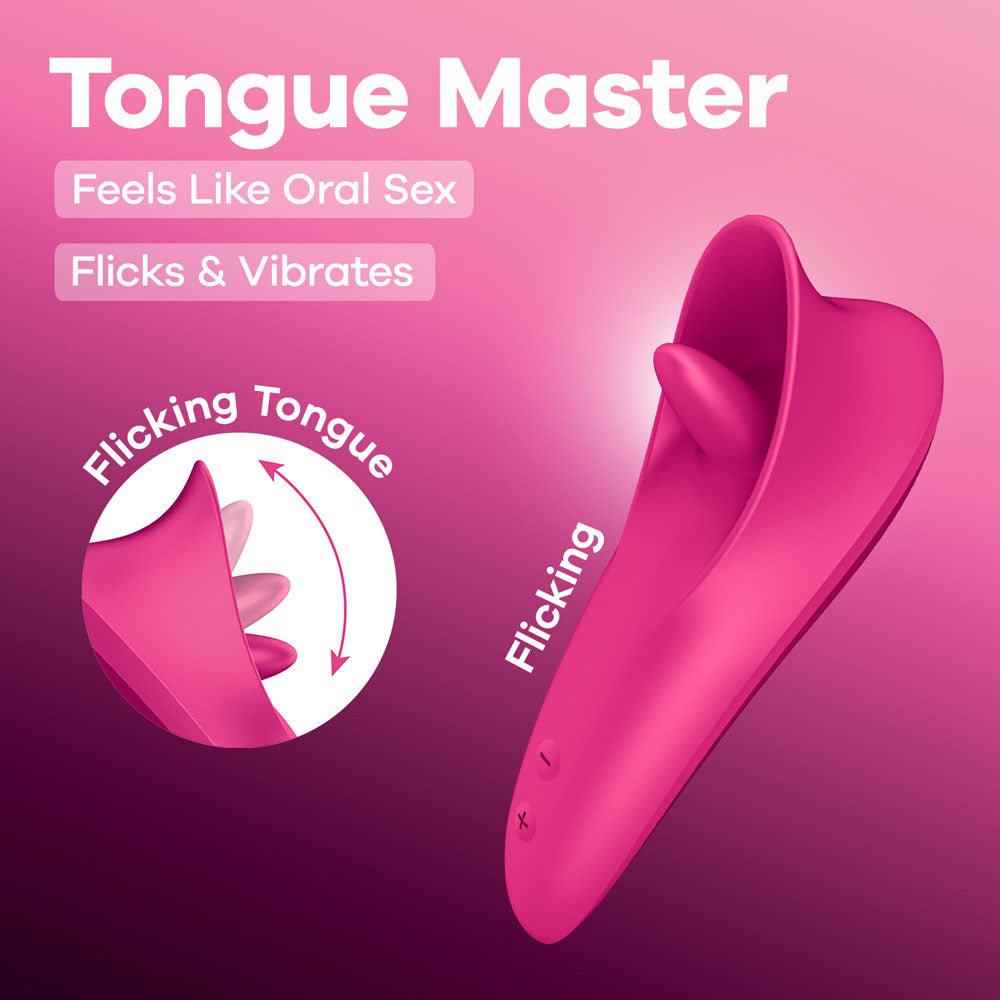 Satisfyer Tongue Master - Pink 14.4 cm USB Rechargeable Flicking Clitoral Stimulator - silkandsin
