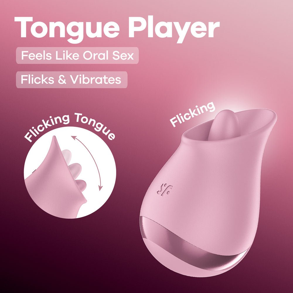 Satisfyer Tongue Player - Pink USB Rechargeable Flicking Stimulator - silkandsin