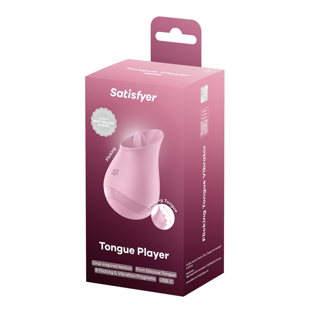 Satisfyer Tongue Player - Pink USB Rechargeable Flicking Stimulator - silkandsin
