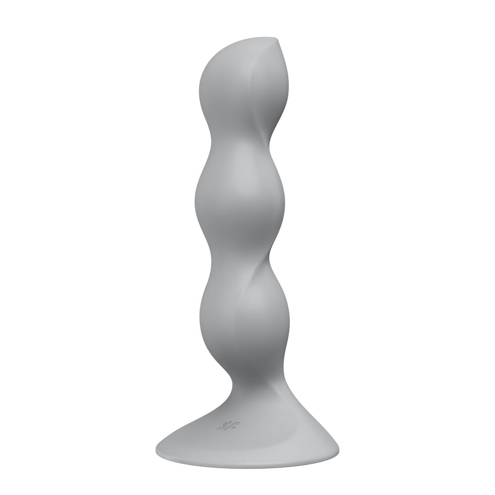 Satisfyer Triple Ball-R - Grey - Grey 18 cm Beaded and Weighted Dildo - Silk and Sin