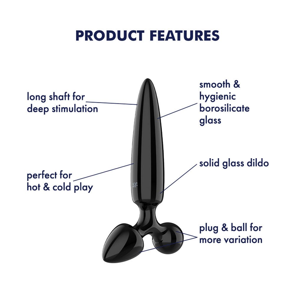 Satisfyer Triple Crystal 1 - Black - Black Glass 3-in-1 Butt Plug - Silk and Sin