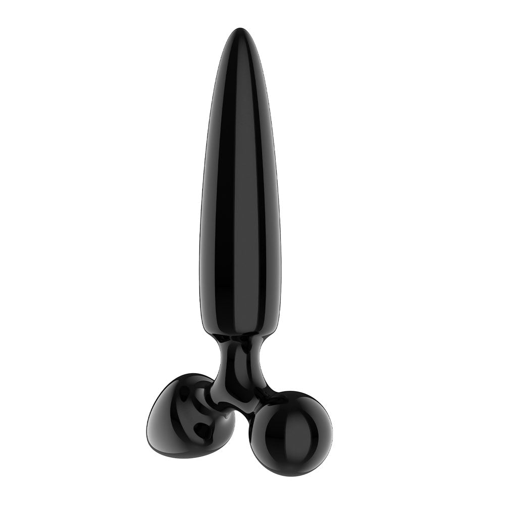Satisfyer Triple Crystal 1 - Black - Black Glass 3-in-1 Butt Plug - Silk and Sin