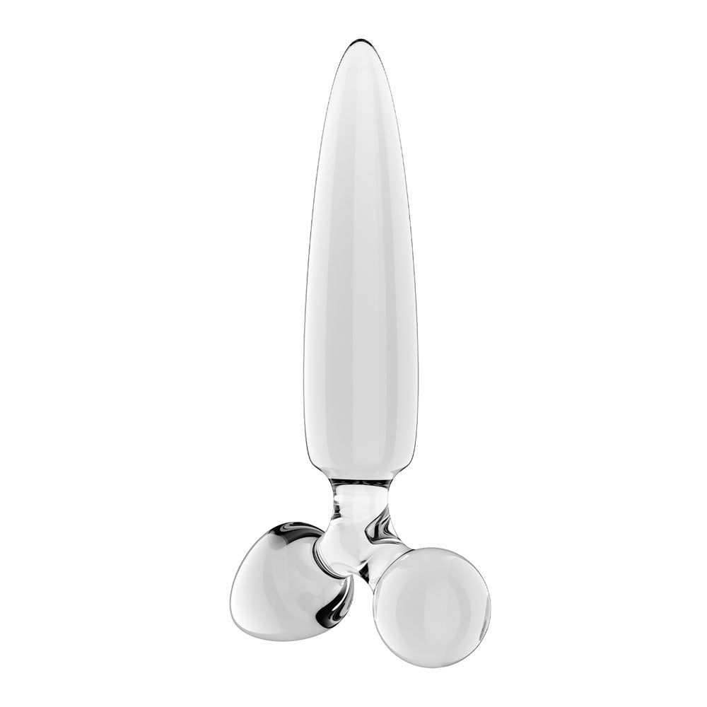 Satisfyer Triple Crystal 1 - Clear - Clear Glass 3-in-1 Butt Plug - Silk and Sin