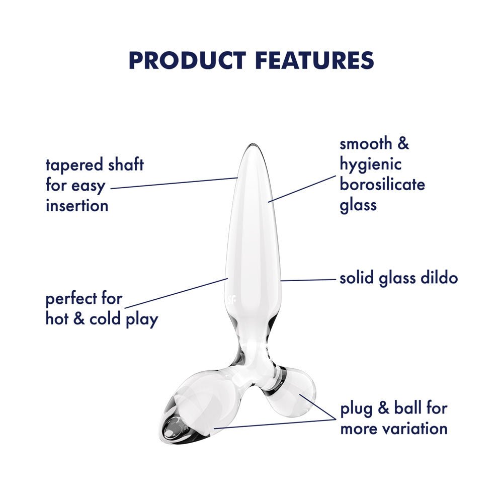 Satisfyer Triple Crystal 2 - Clear - Clear Glass 3-in-1 Butt Plug - Silk and Sin