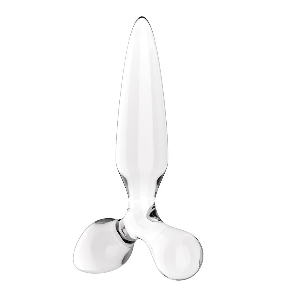 Satisfyer Triple Crystal 2 - Clear - Clear Glass 3-in-1 Butt Plug - Silk and Sin