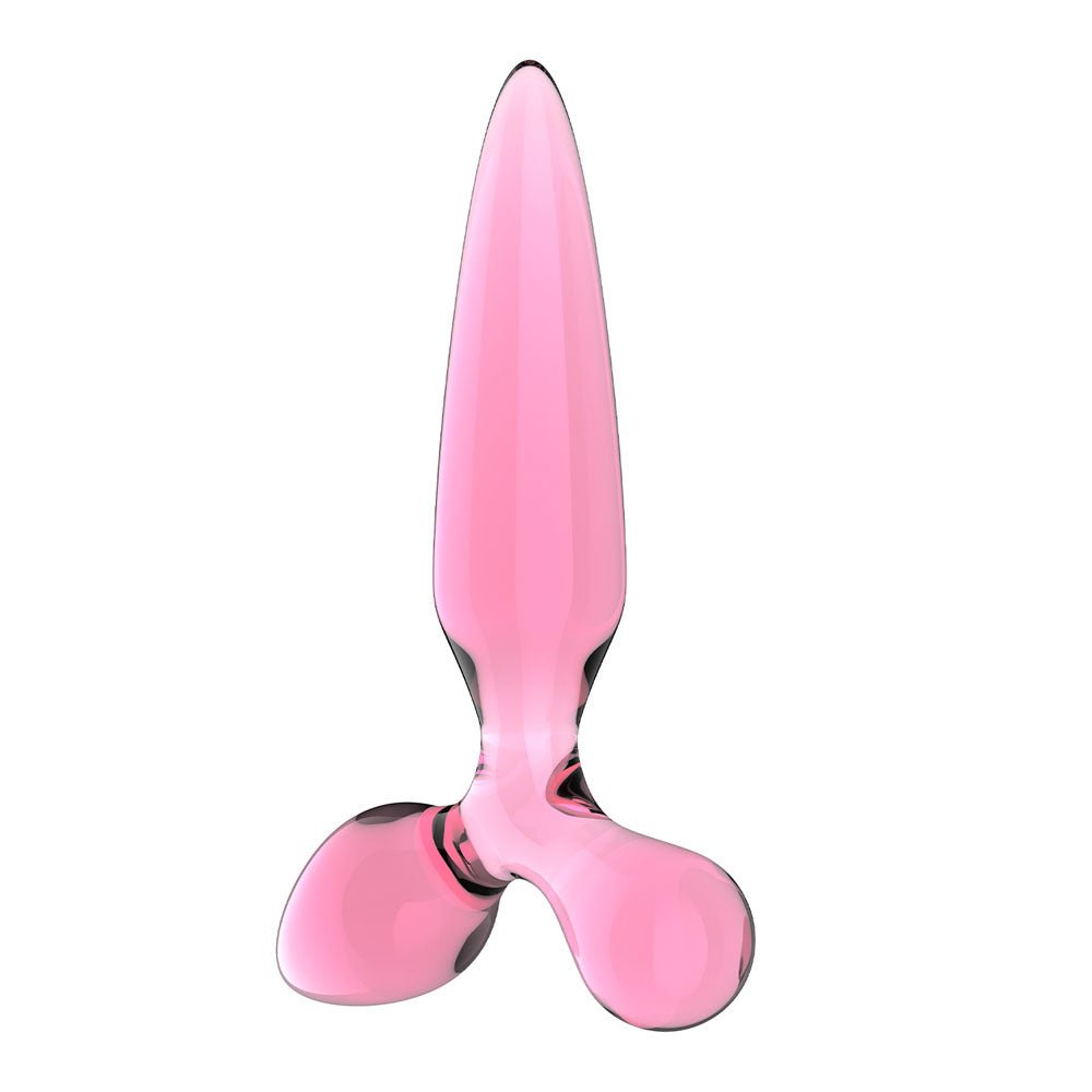 Satisfyer Triple Crystal 2 - Pink - Pink Glass 3-in-1 Butt Plug - Silk and Sin