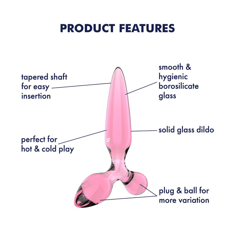 Satisfyer Triple Crystal 2 - Pink - Pink Glass 3-in-1 Butt Plug - Silk and Sin