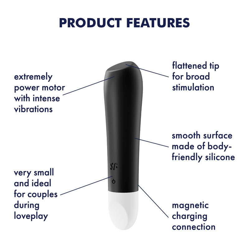 Satisfyer Ultra Power Bullet 2 - Black USB Rechargeable Bullet - silkandsin